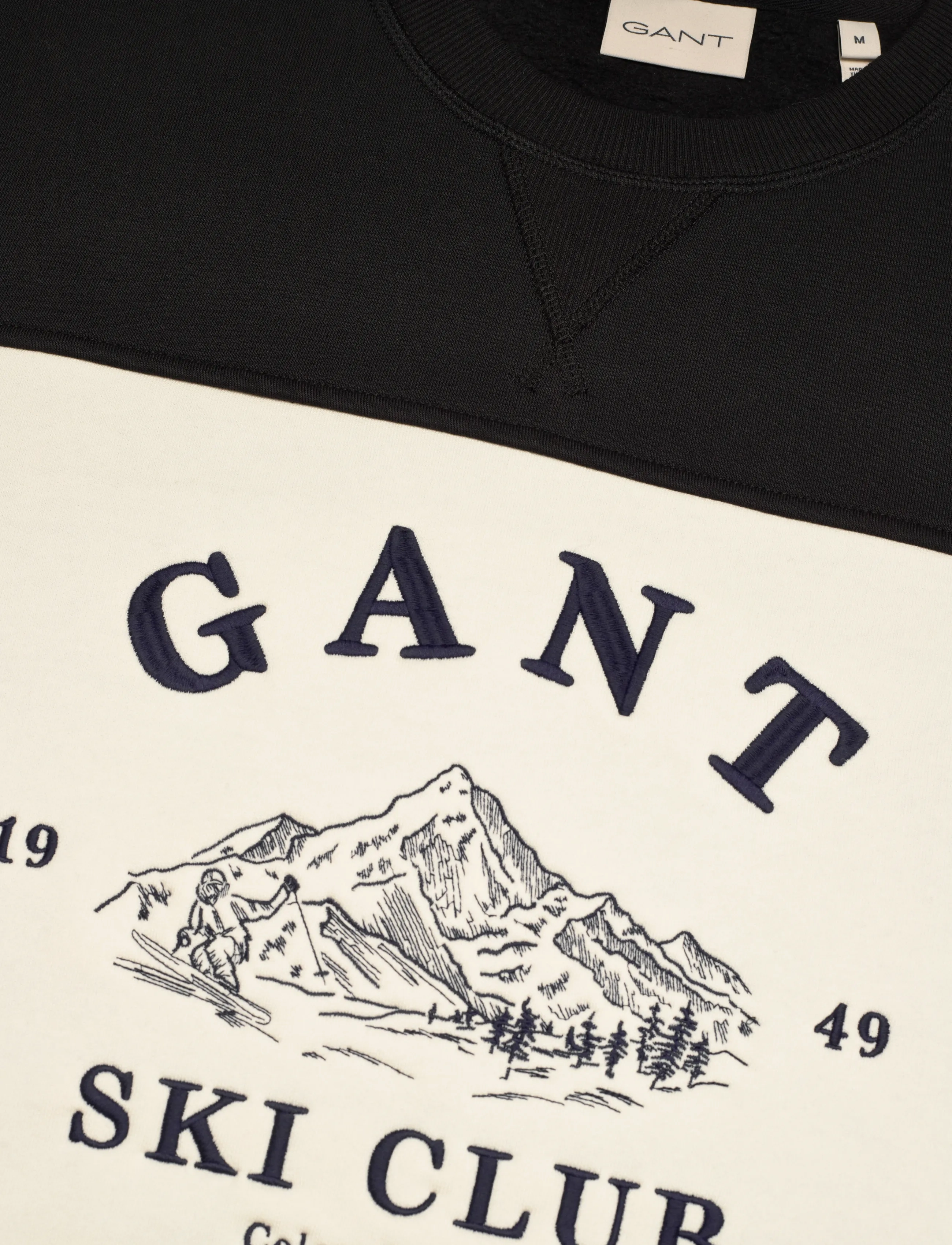 Gant - BLOCKED EMBROIDERED SWEAT - shoppa efter tillfälle - black - 2