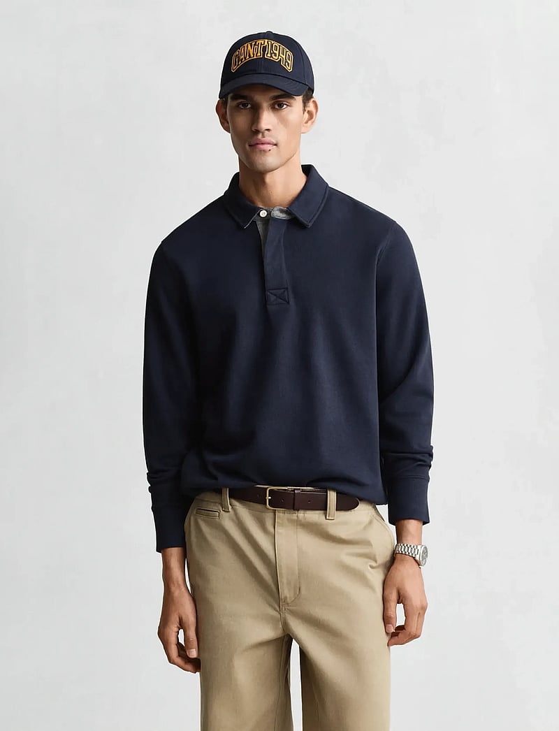 GANT - LIGHT SACKER RIB LS POLO - langärmelig - evening blue - 0