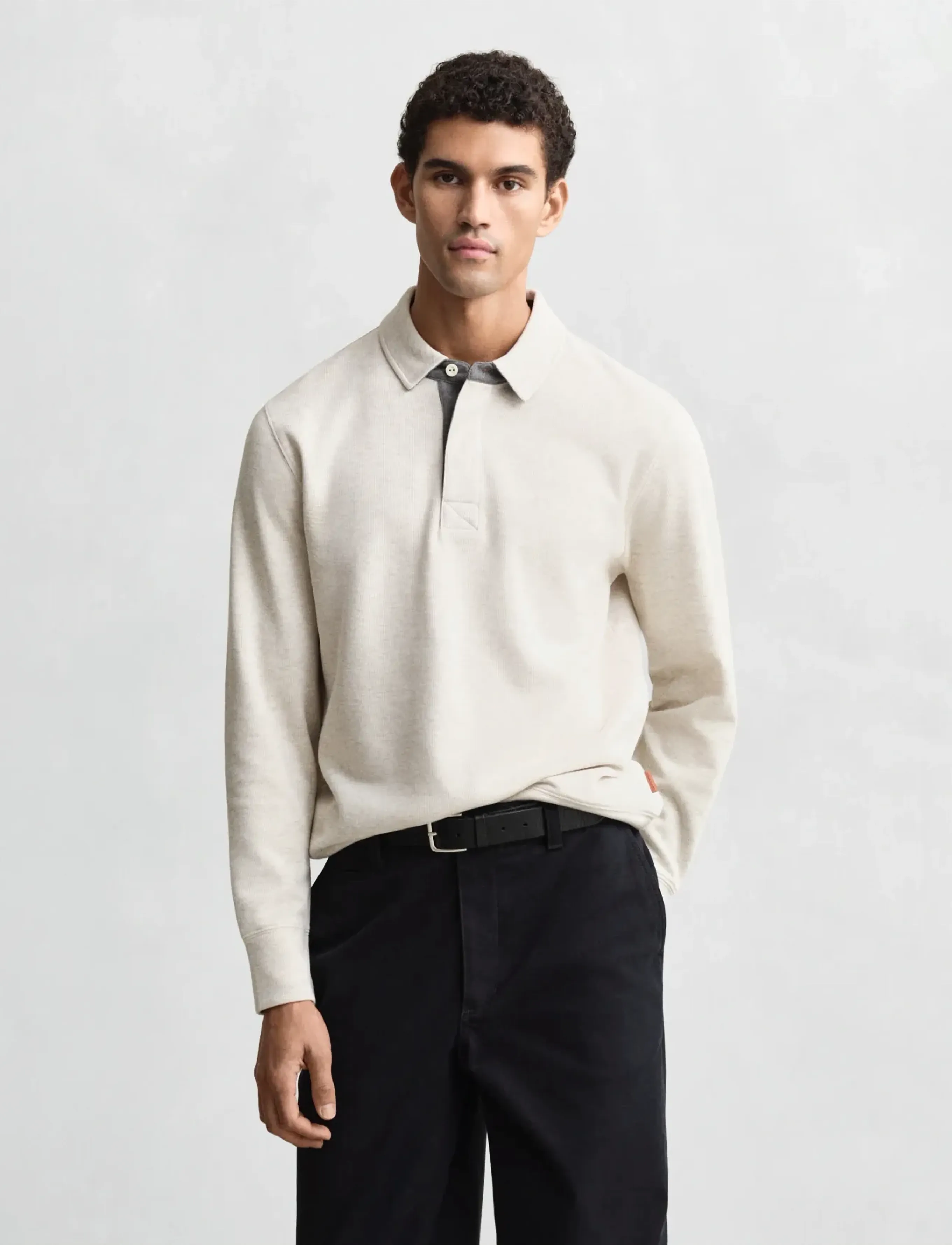 Gant Light Sacker Rib Ls Polo, S, Polos, Creme - Long-sleeved, Männerswear