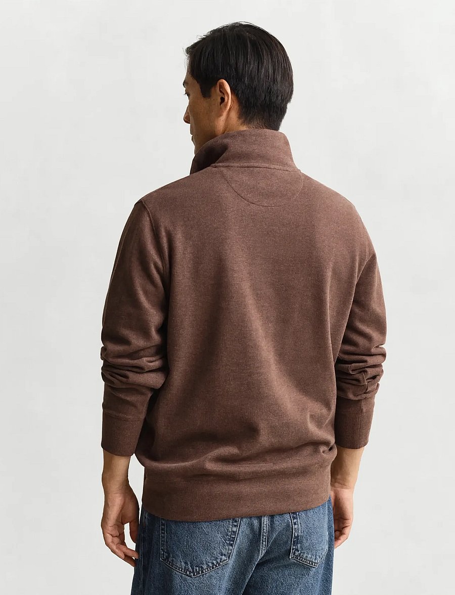 Gant - LIGHT SACKER HALF ZIP - poolpika lukuga džemprid - dk brown melange - 2
