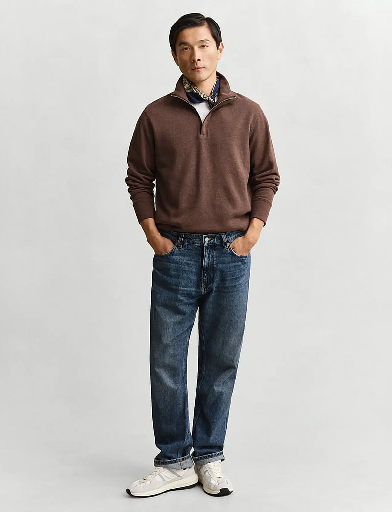 GANT - LIGHT SACKER HALF ZIP - tõmblukk-kaelusega džemprid - dk brown melange - 3