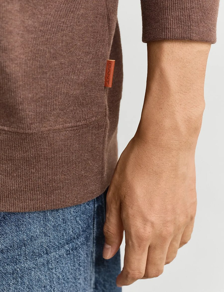 Gant - LIGHT SACKER HALF ZIP - poolpika lukuga džemprid - dk brown melange - 4
