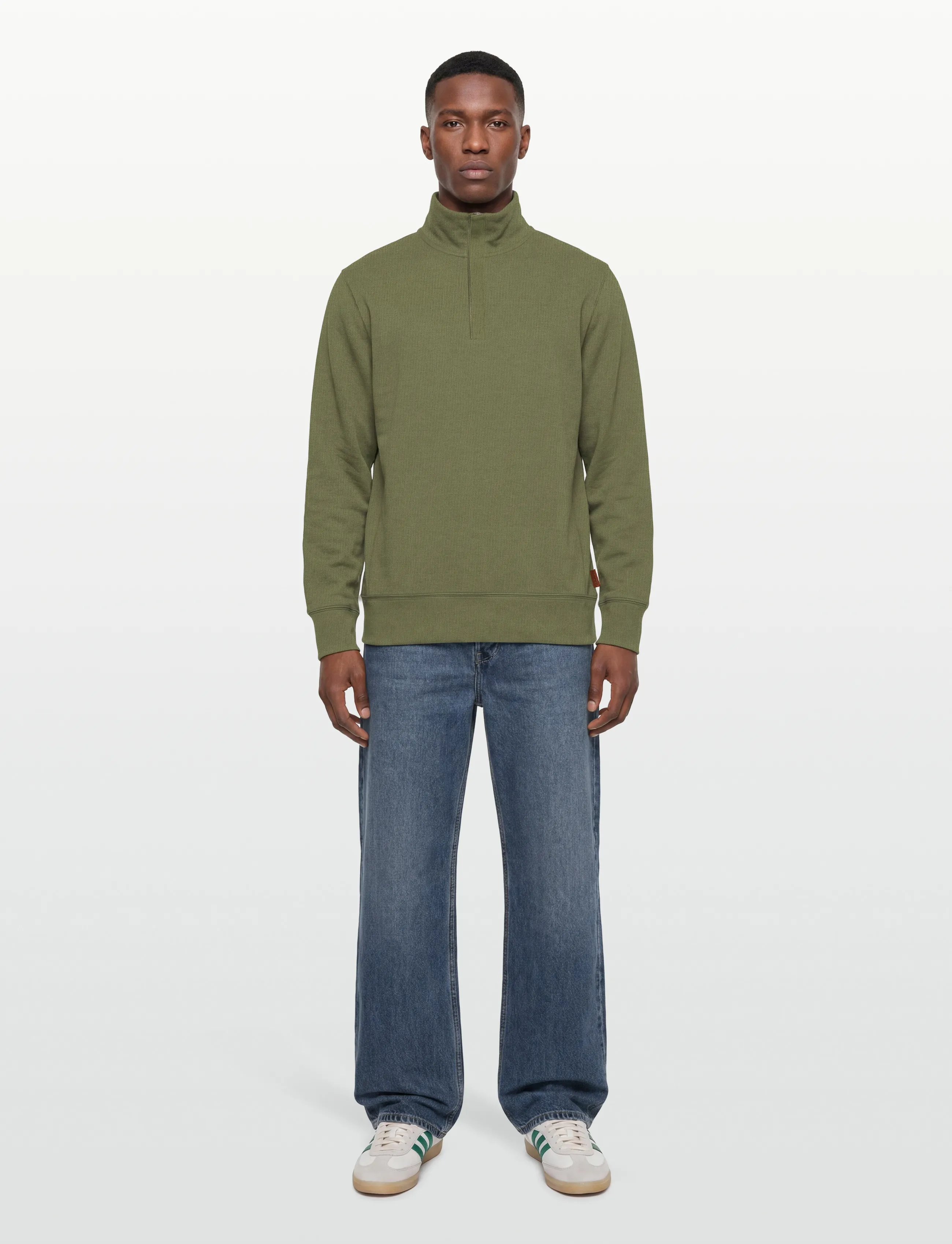 Gant Light Sacker Half Zip, 3XL, Knitwear, Khakigrün - Zip Jumpers, Männerswear