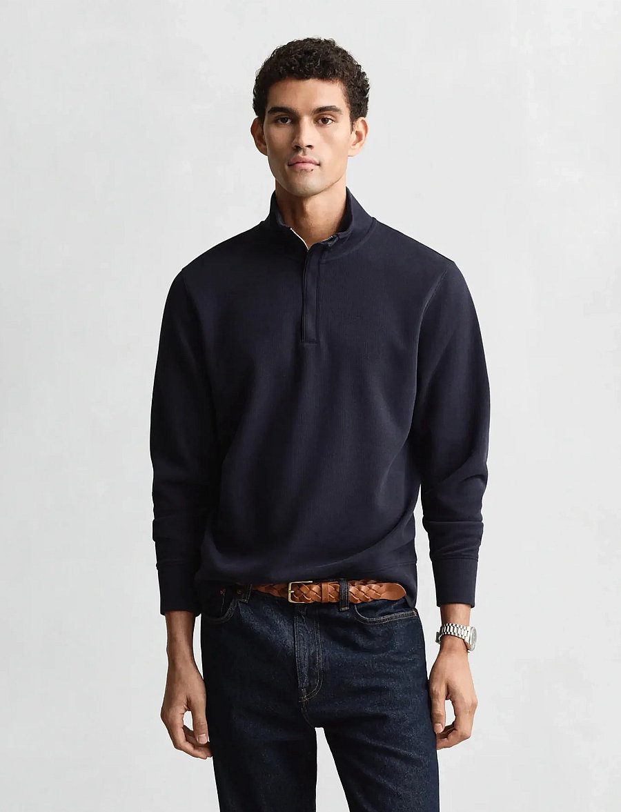 Gant - LIGHT SACKER HALF ZIP - half zip-tröjor - evening blue - 0