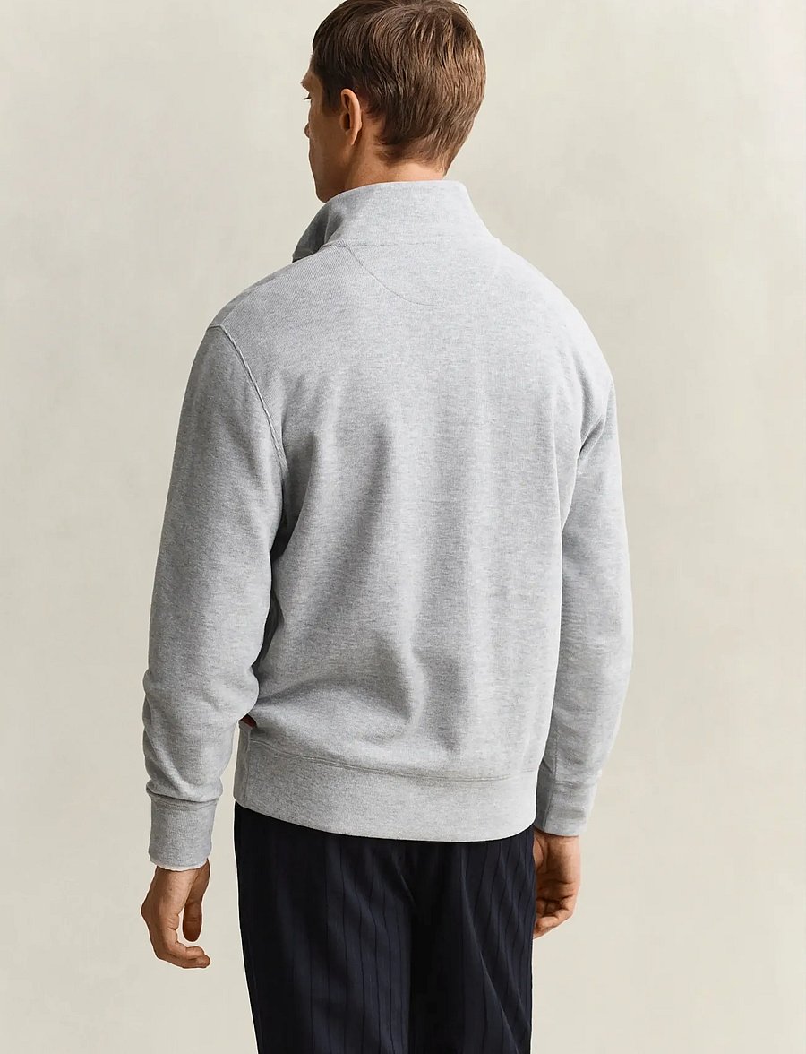 Gant - LIGHT SACKER HALF ZIP - poolpika lukuga džemprid - grey melange - 2