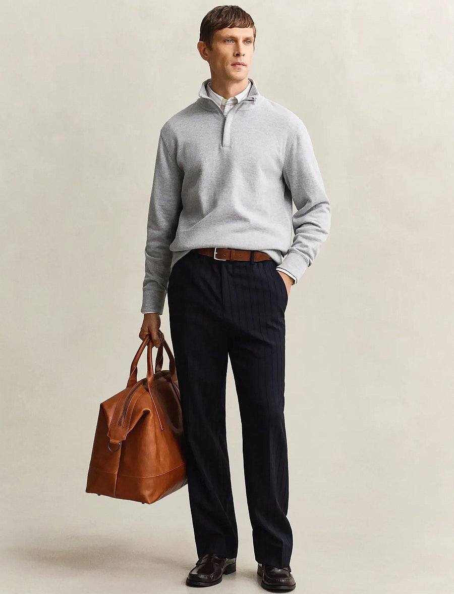 Gant - LIGHT SACKER HALF ZIP - poolpika lukuga džemprid - grey melange - 4
