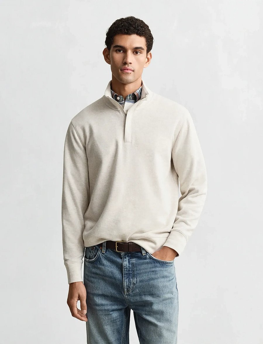 Gant - LIGHT SACKER HALF ZIP - half zip jumpers - seed melange - 0