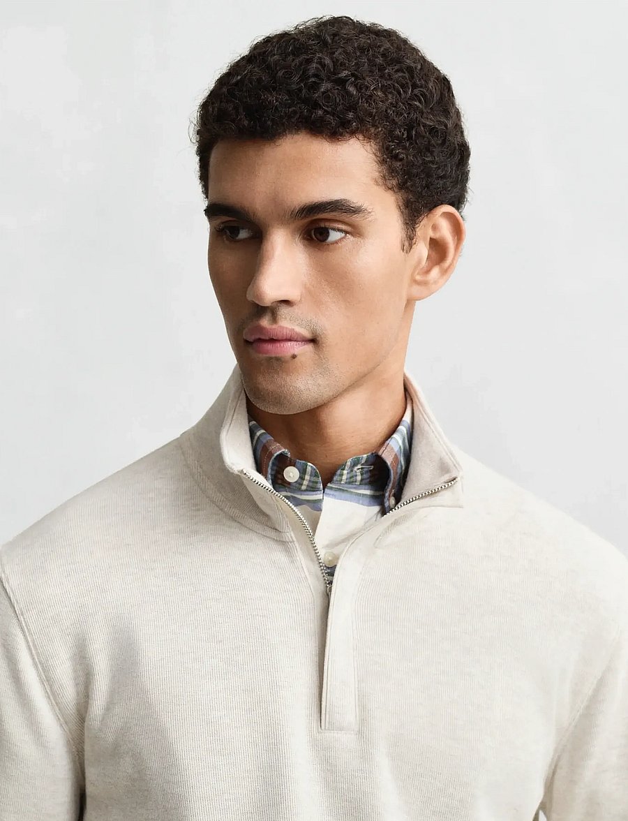 Gant - LIGHT SACKER HALF ZIP - half zip jumpers - seed melange - 3
