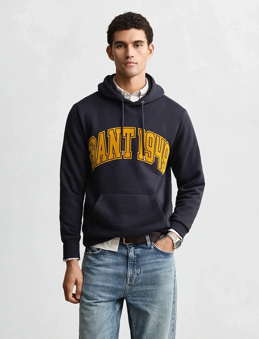 Gant - GRAPHIC HOODIE - hoodies - evening blue - 0