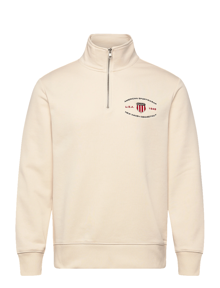 Gant - GRAPHIC HALF ZIP - sweatshirts - creamed white - 1