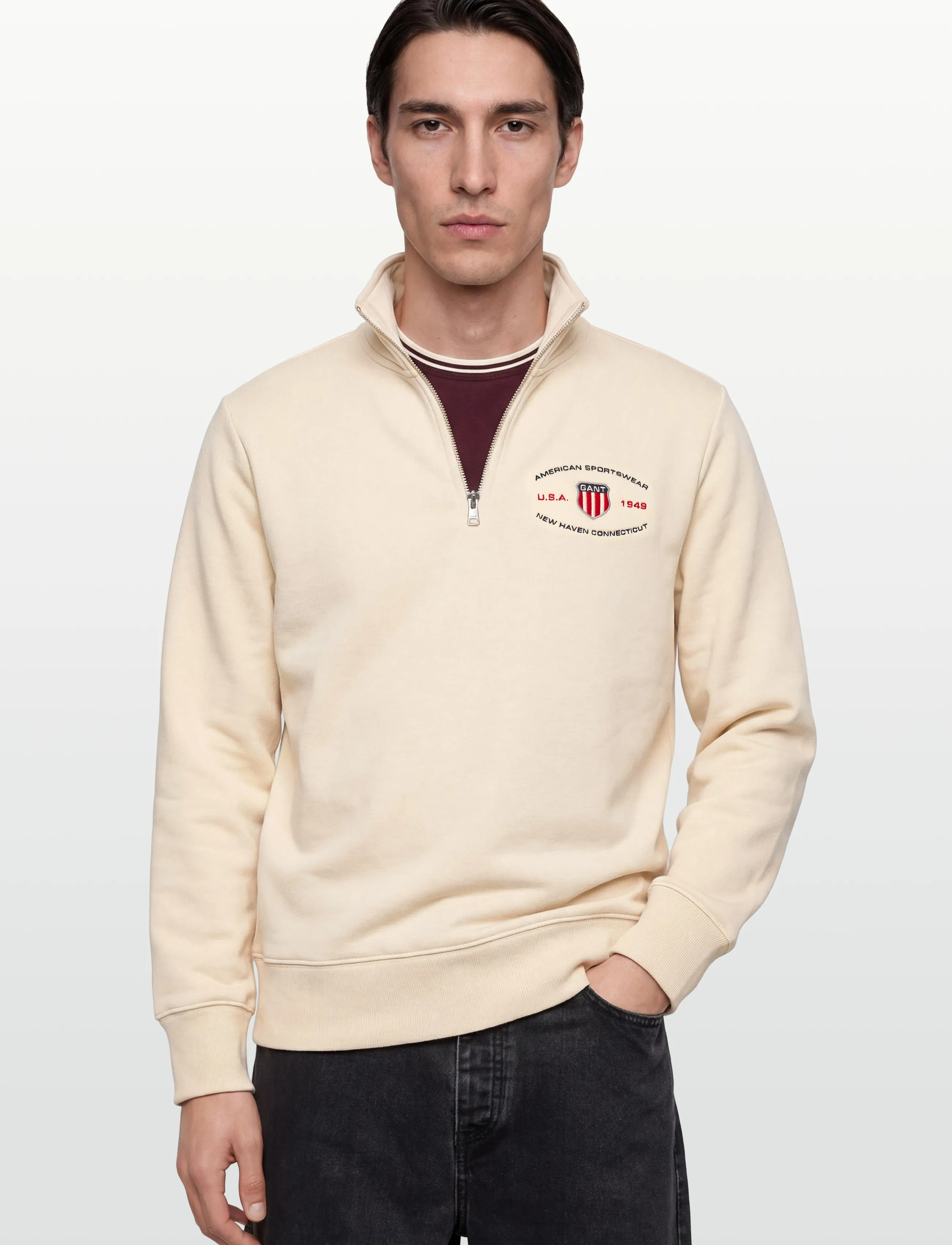 Gant - GRAPHIC HALF ZIP - osta olukorra järgi - creamed white - 3
