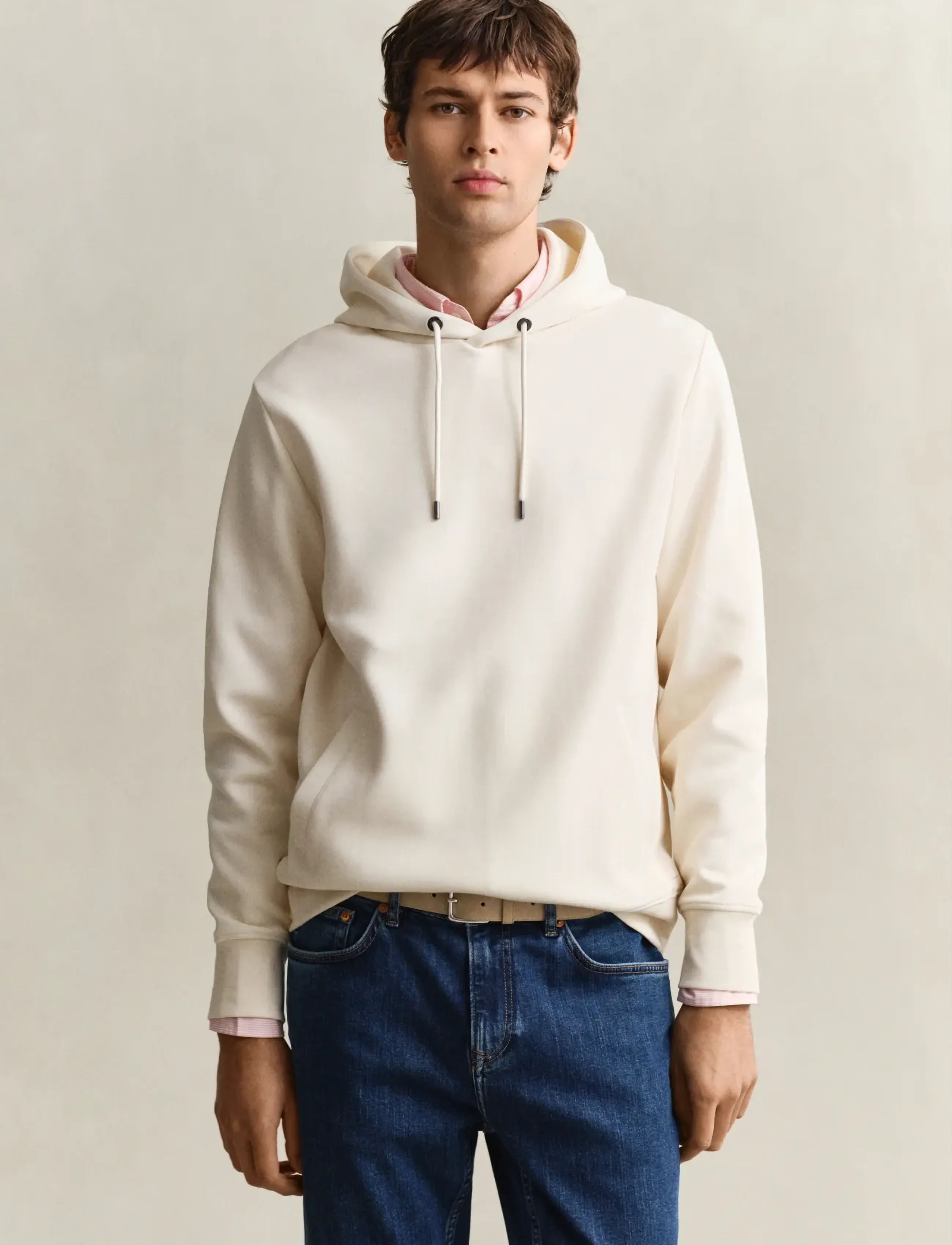 Gant Interlock Hoodie, L, Sweatshirts & Hoodies, Creme - Männerswear