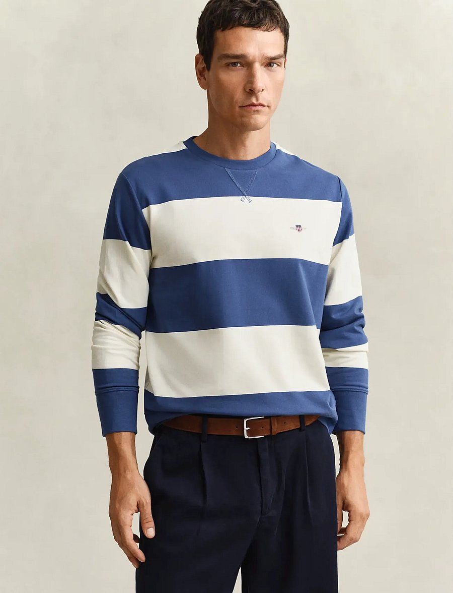 Gant - STRIPED C-NECK - dressipluusid - vintage blue - 0