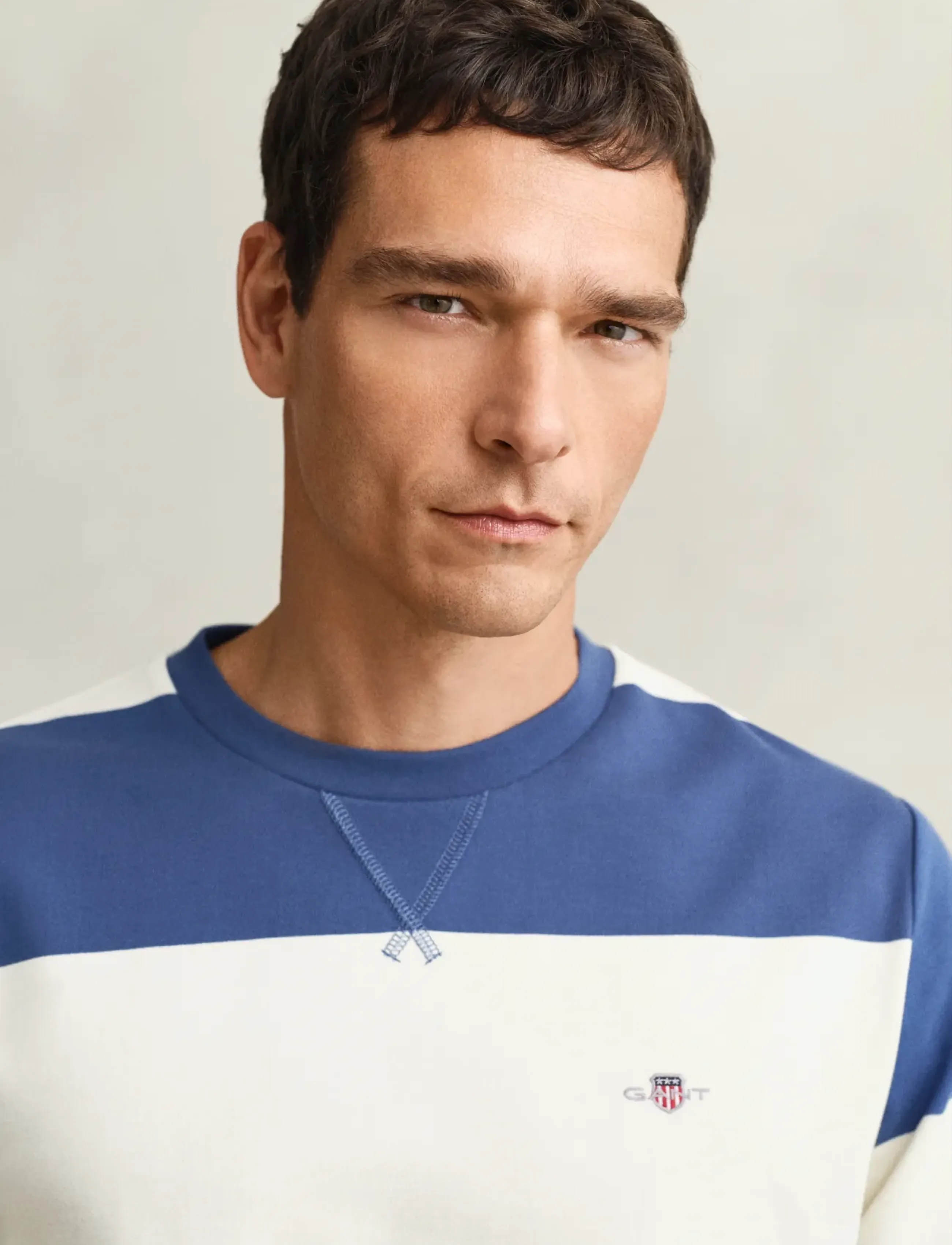 Gant - STRIPED C-NECK - sweatshirts - vintage blue - 4