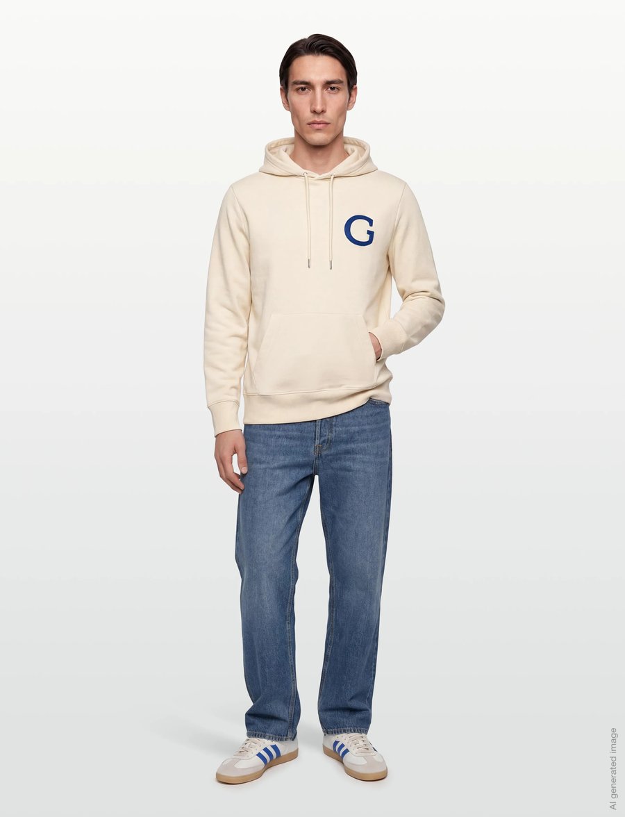 Gant - G BADGE HOODIE - kapuzenpullover - cream - 0