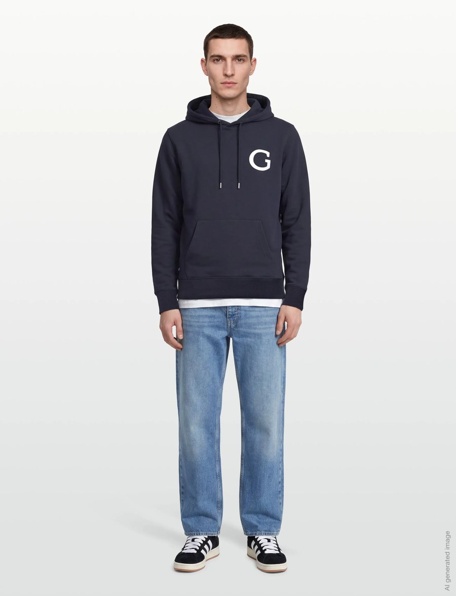 Gant - G BADGE HOODIE - kapuzenpullover - evening blue - 0