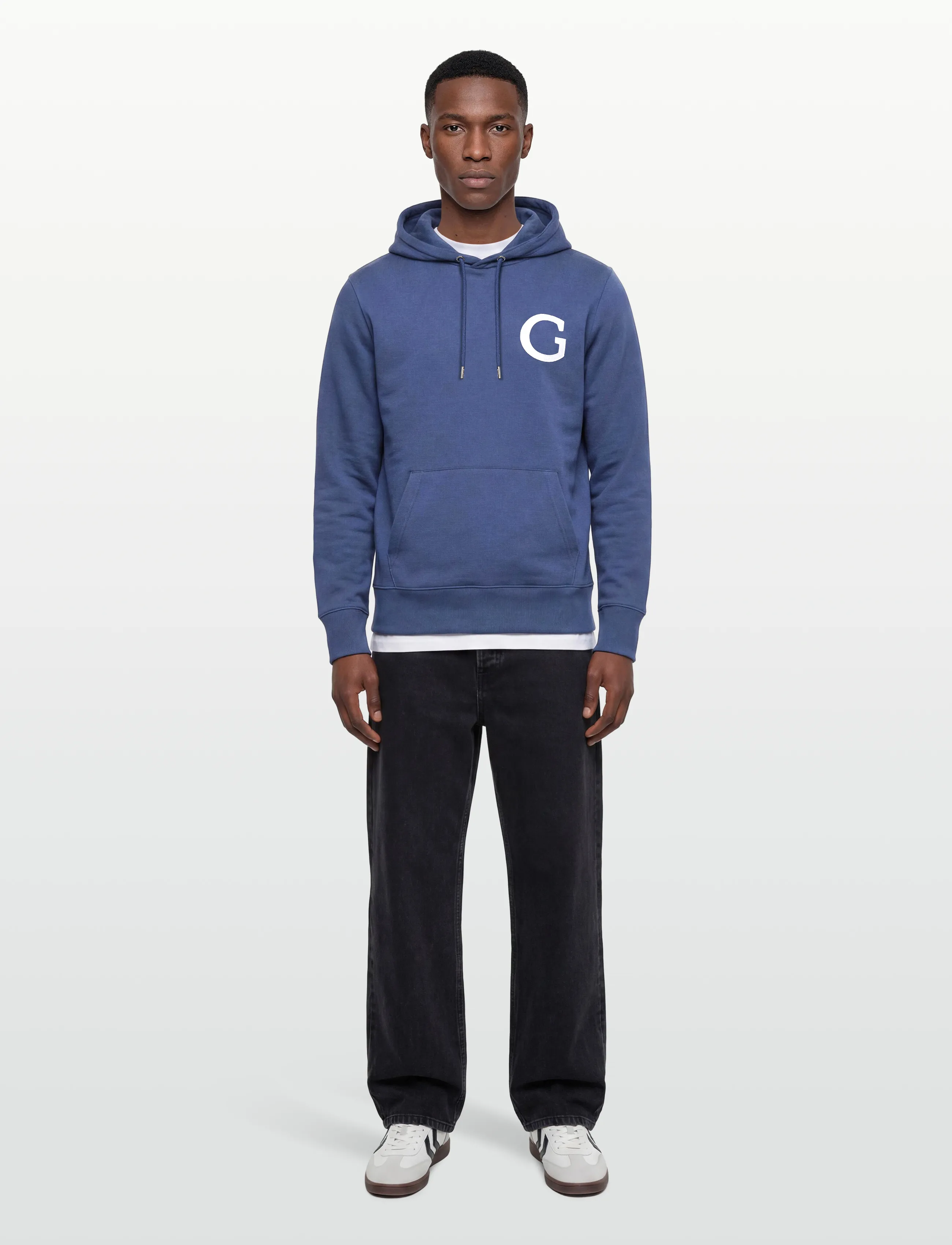 Gant G Badge Hoodie, Mænd, Badge Hættetrøje, Blå, Str: M