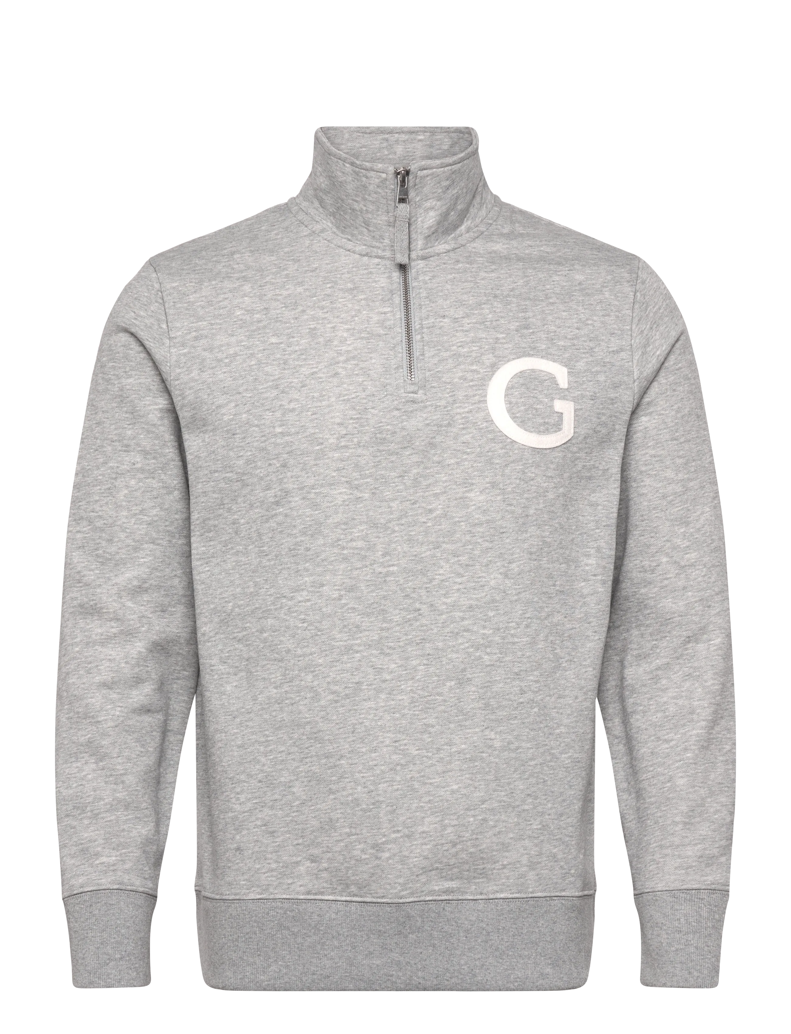 GANT G BADGE HALF ZIP - Sweatshirts - GREY MELANGE / grey