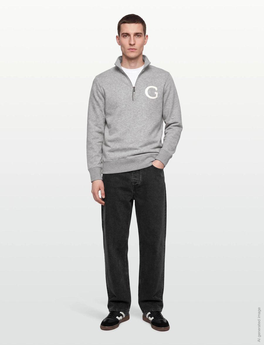Gant - G BADGE HALF ZIP - shop etter anledning - grey melange - 0