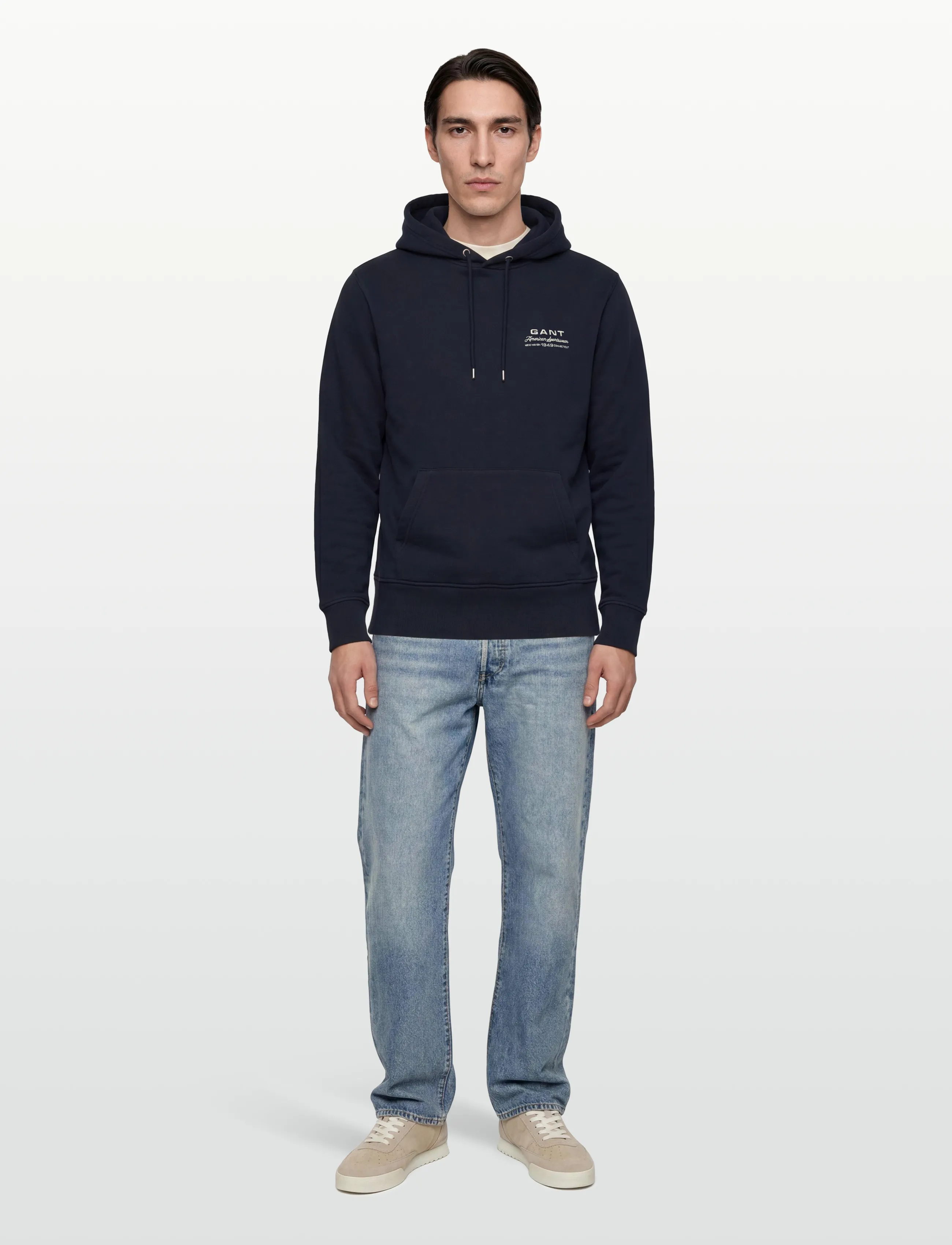 Gant Small Graphic Hoodie, Mænd, Grafisk Hættetrøje, Navy, Str: XL