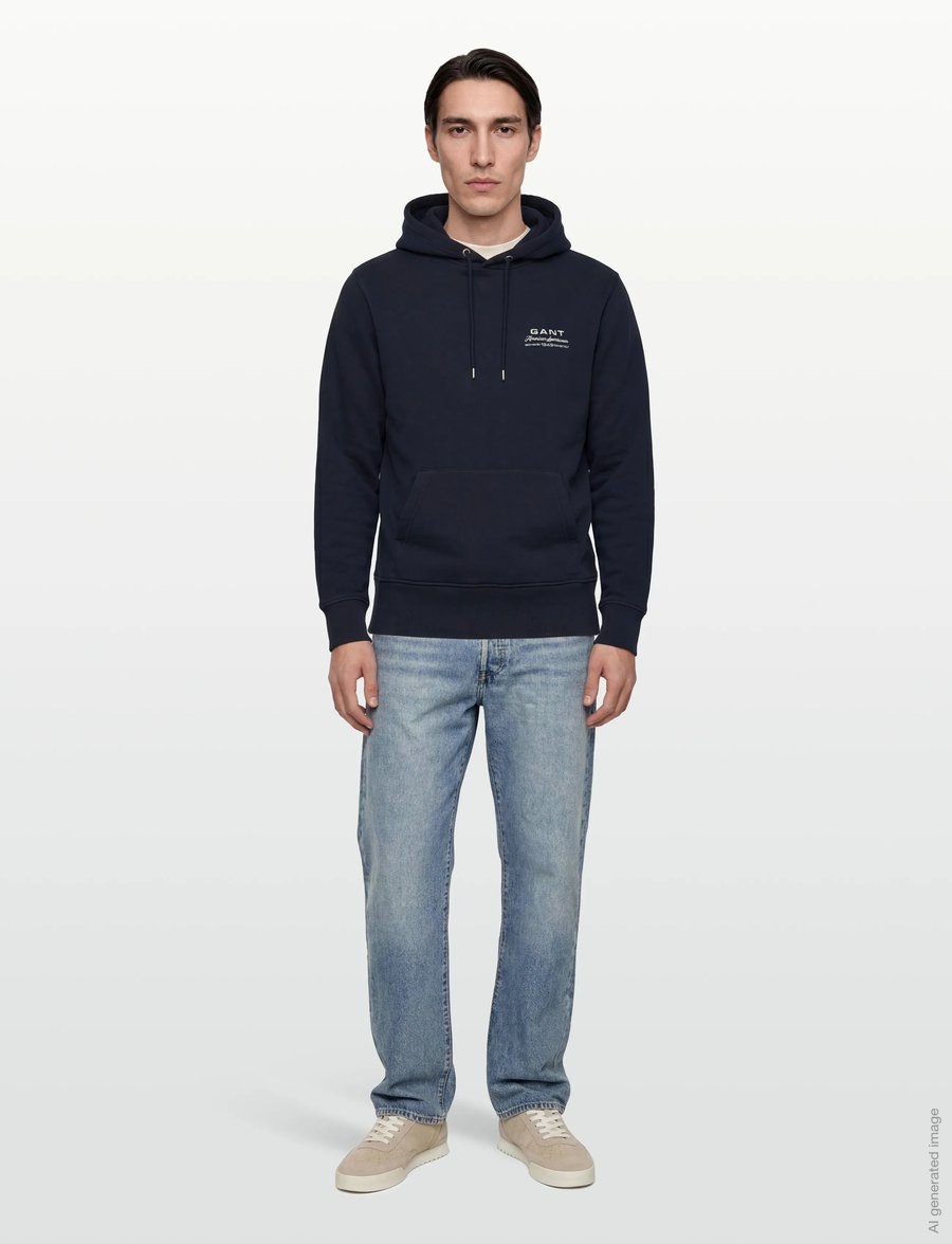 Gant - SMALL GRAPHIC HOODIE - hættetrøjer - evening blue - 0