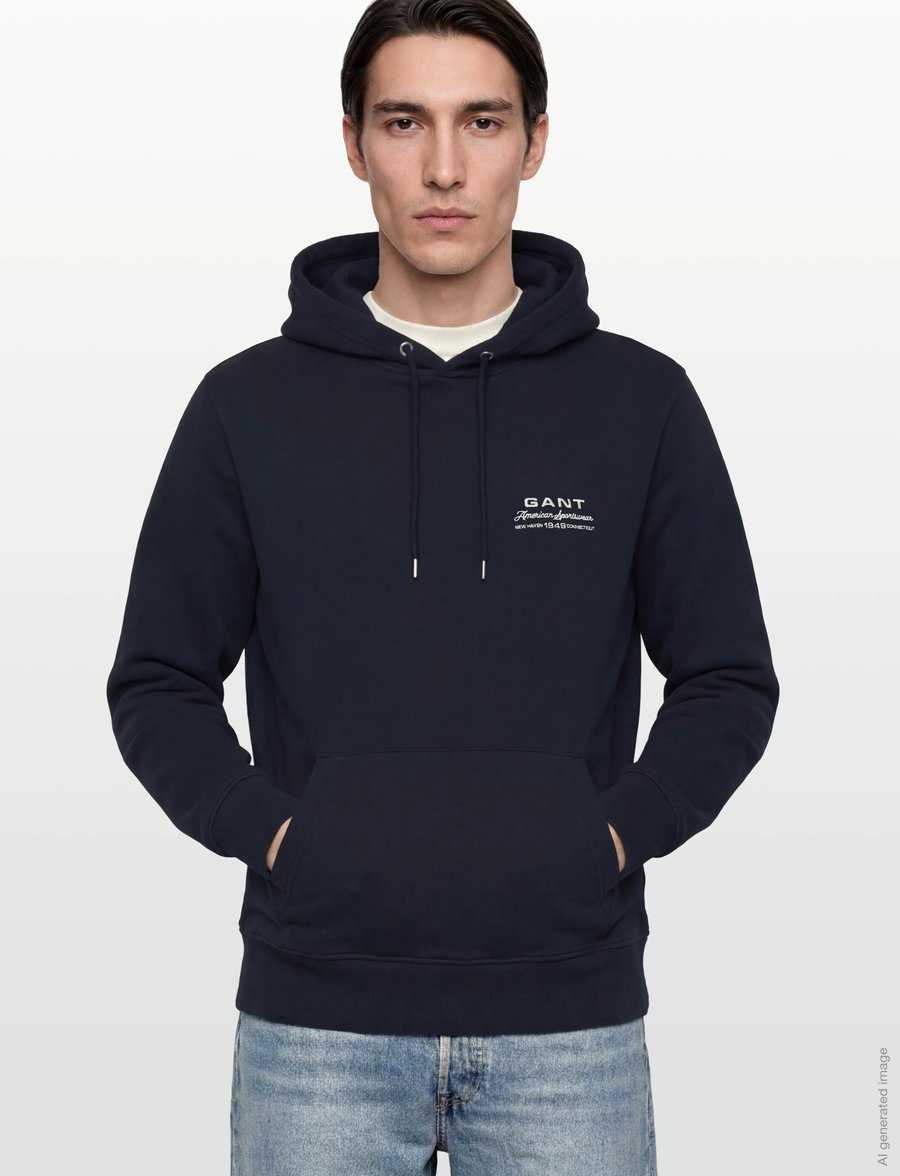 Gant - SMALL GRAPHIC HOODIE - hættetrøjer - evening blue - 3