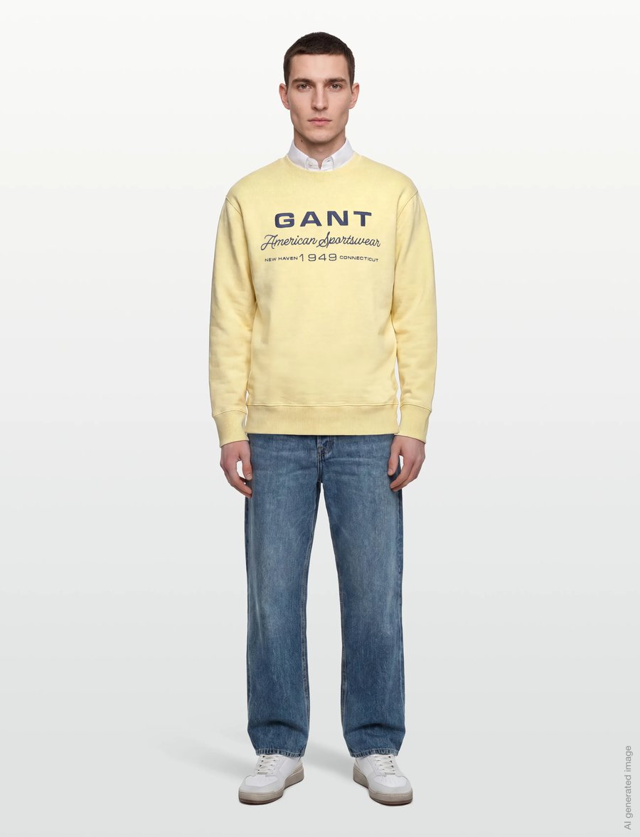Gant - SPRAY GRAPHIC C-NECK - shop efter anledning - vanilla yellow - 0