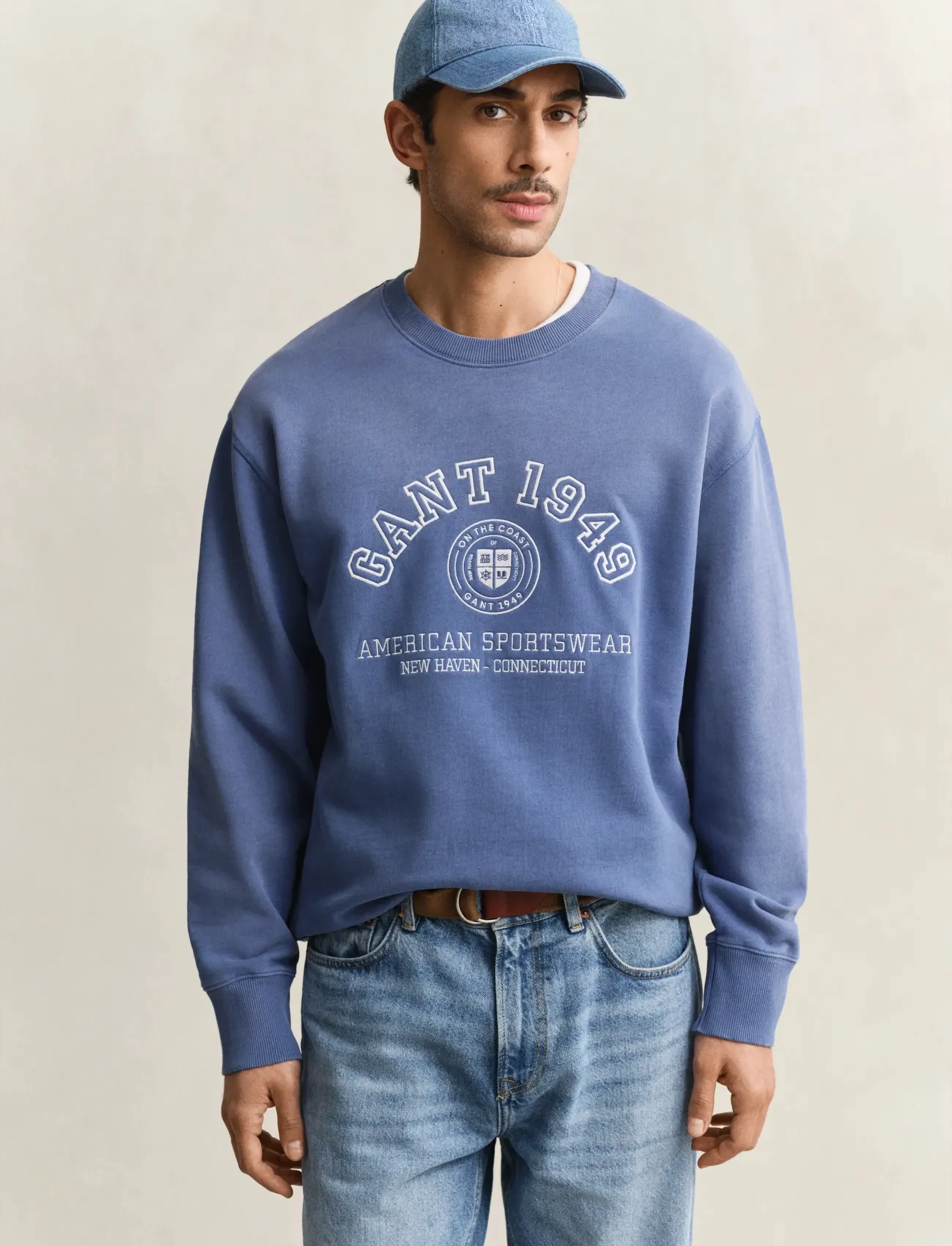 GANT SPRAY GRAPHIC C-NECK - Sweatshirts - VINTAGE BLUE / blue