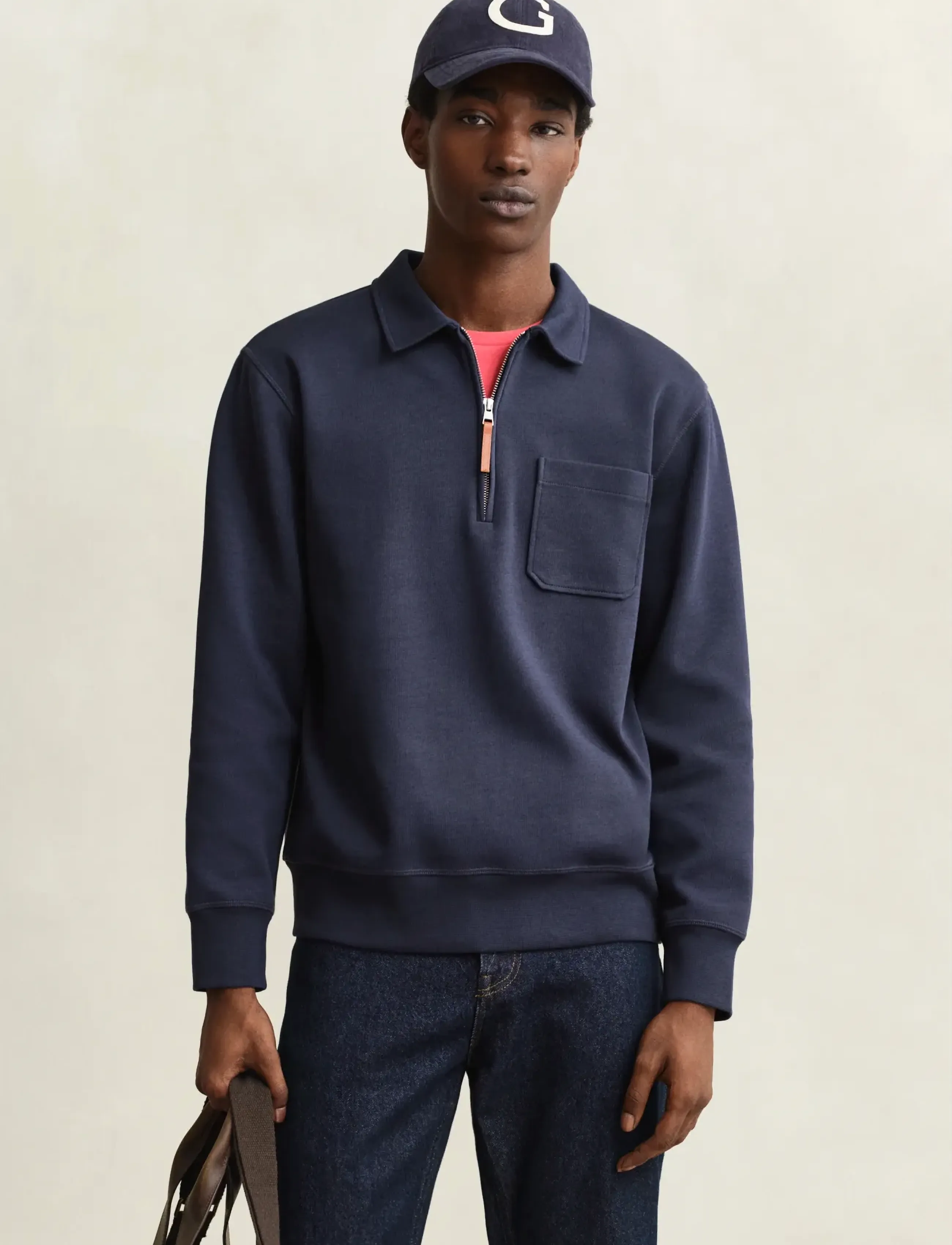 Gant Ponte Di Roma Halfzip, M, Knitwear, Marineblau - Half Zip Jumpers, Männerswear