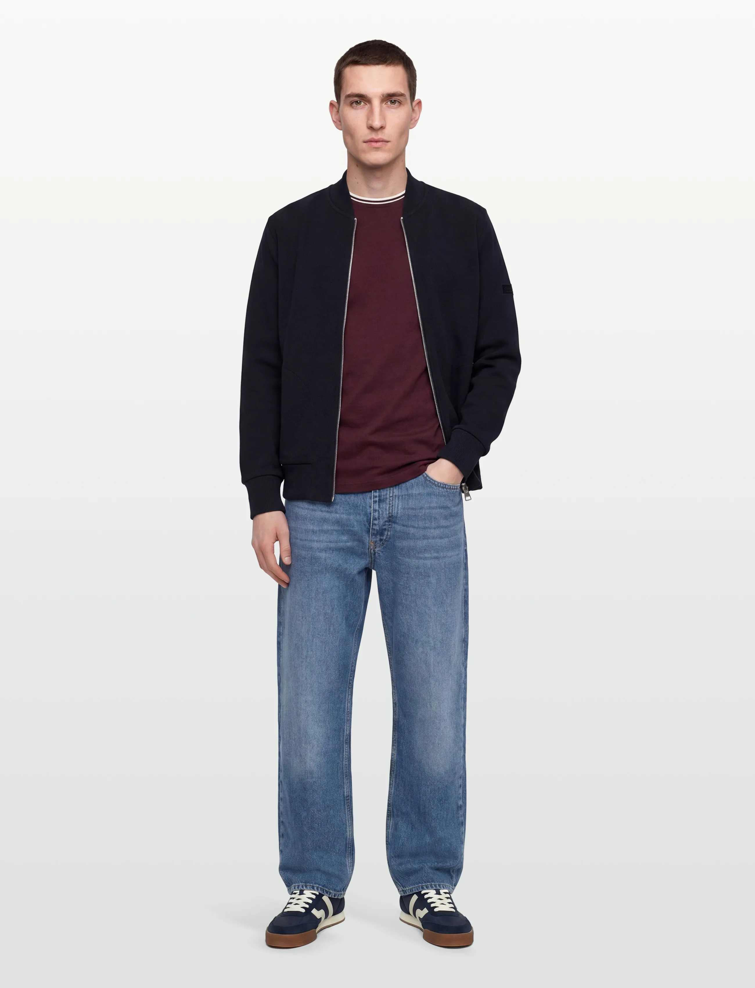 GANT MERCERISED TEXTURE BOMBER - Svetarit - EVENING BLUE / navy