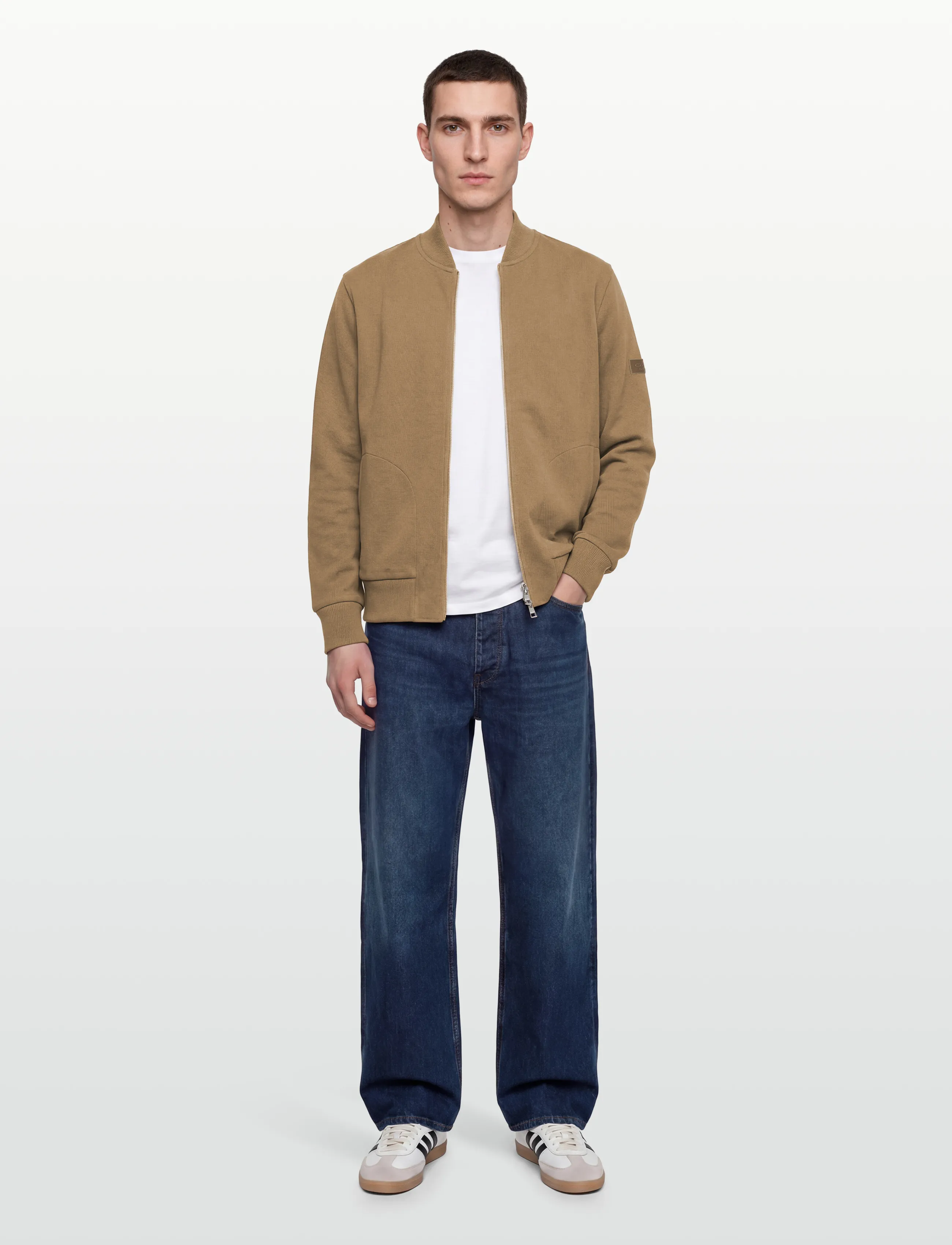Gant MERCERISED TEXTURE BOMBER - Sweatshirts - LIGHT TAUPE / khaki/green