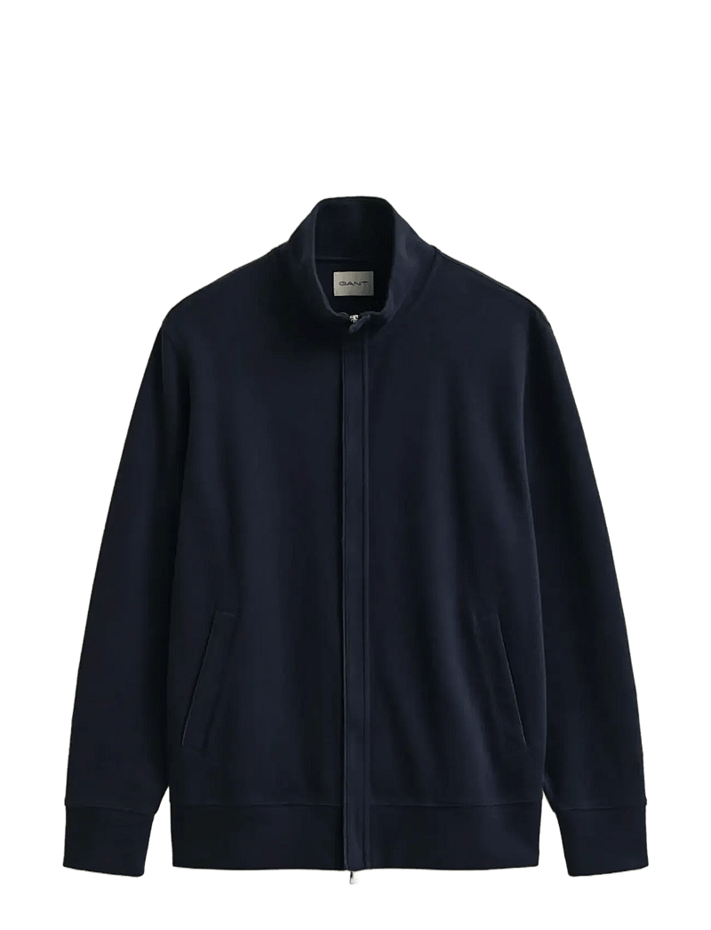 Gant - LIGHT SACKER RIB FZ - pullover mit durchgehendem reißverschluss - evening blue - 1
