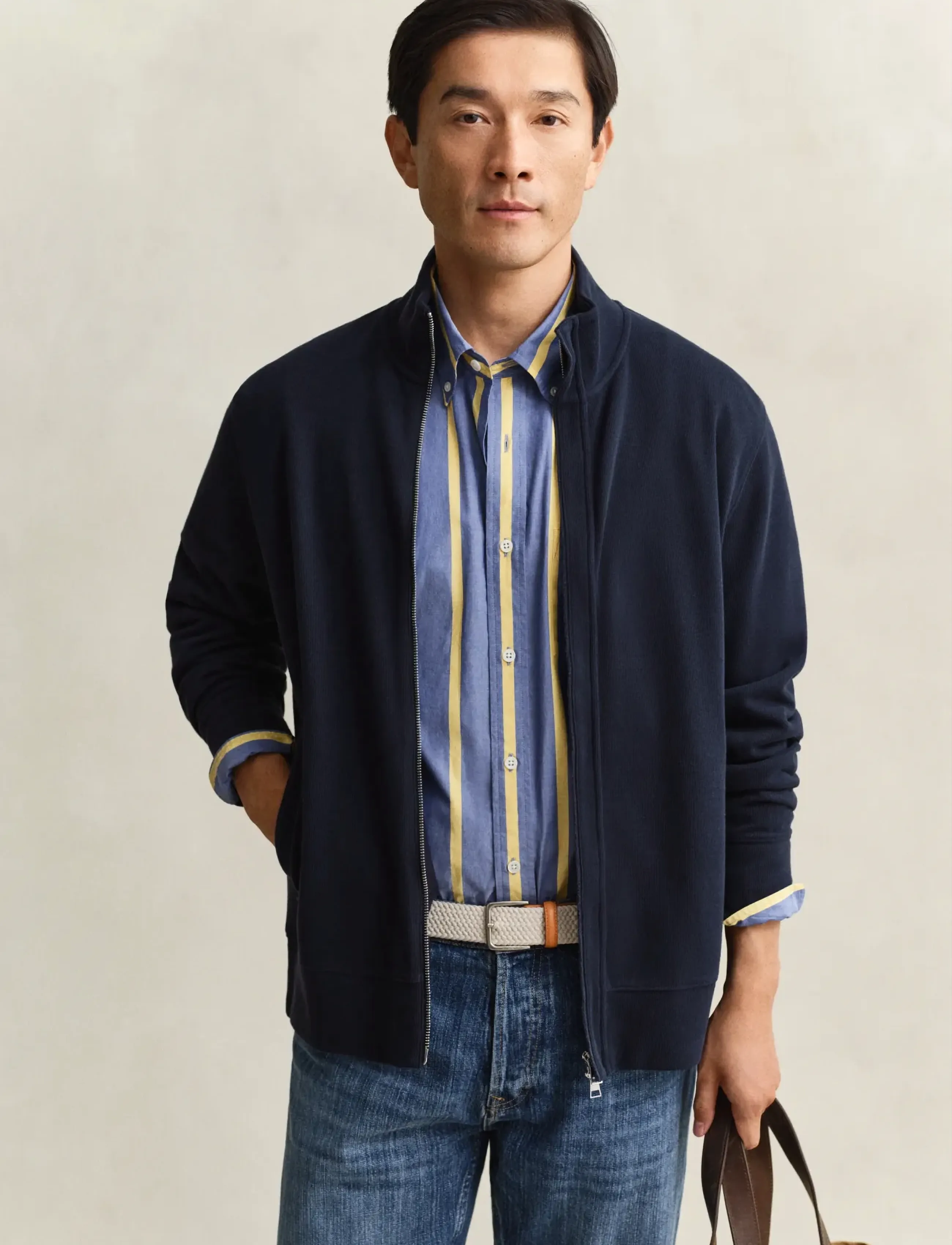 Gant Light Sacker Rib Fz, 3XL, Navy, Sport Jackets > Sport Casual Jackets, Herre