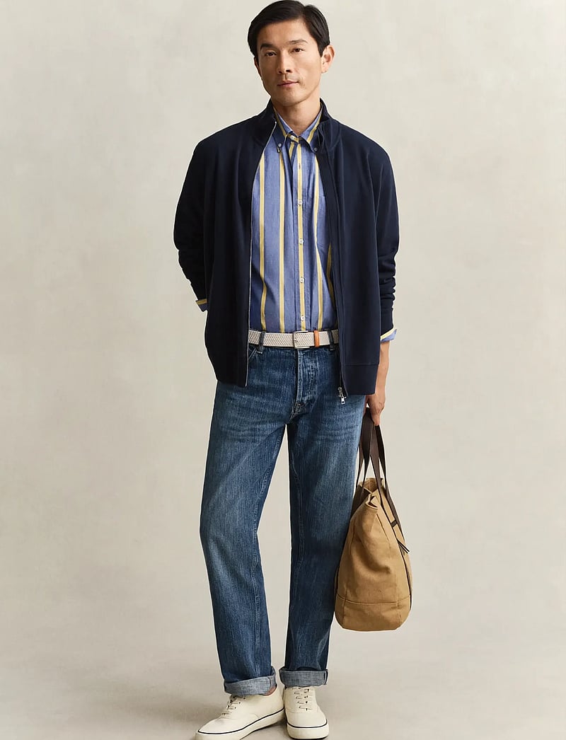 Gant - LIGHT SACKER RIB FZ - pullover mit durchgehendem reißverschluss - evening blue - 4