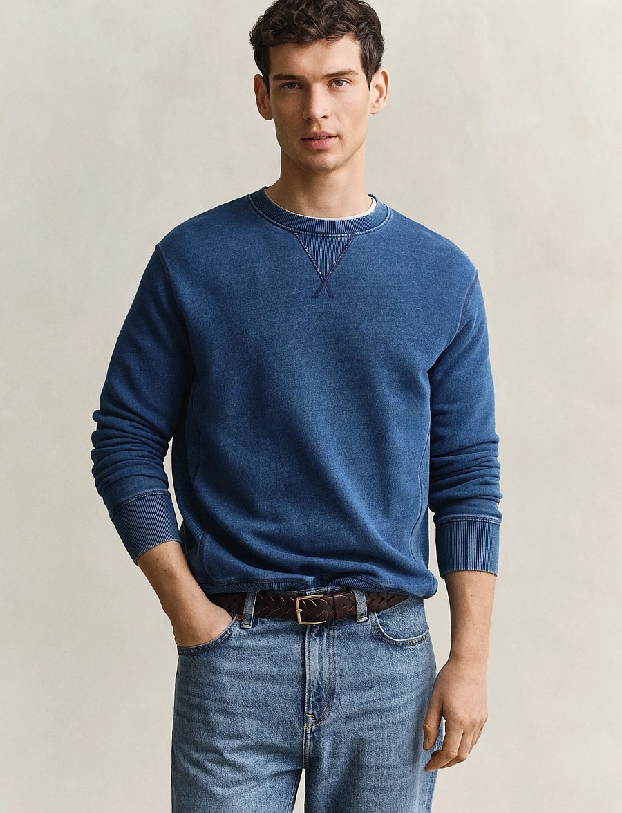 Gant - INDIGO C-NECK SWEAT - collegepaidat - indigo - 0
