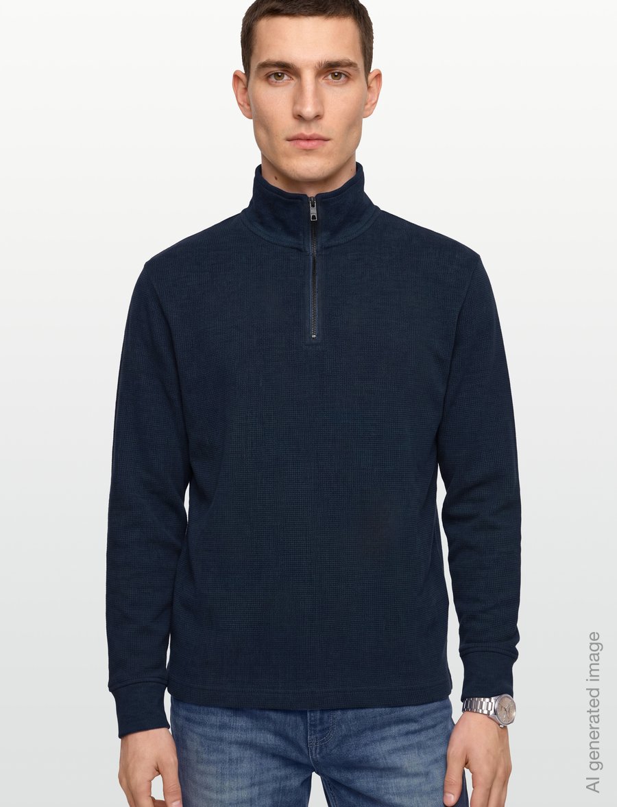 Gant - MICRO TEXTURE HALF-ZIP - pullover mit halbem reißverschluss - evening blue - 3