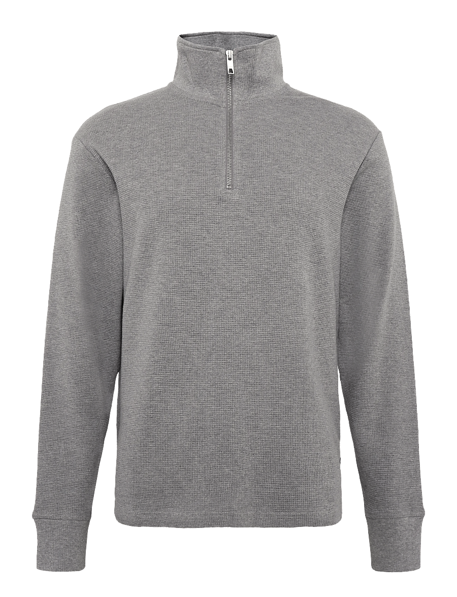Gant - MICRO TEXTURE HALF-ZIP - pullover mit halbem reißverschluss - grey melange - 0