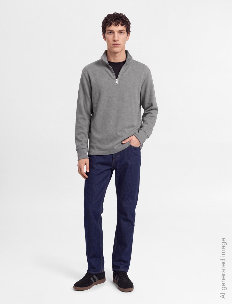 Gant - MICRO TEXTURE HALF-ZIP - sweatshirts - grey melange - 0
