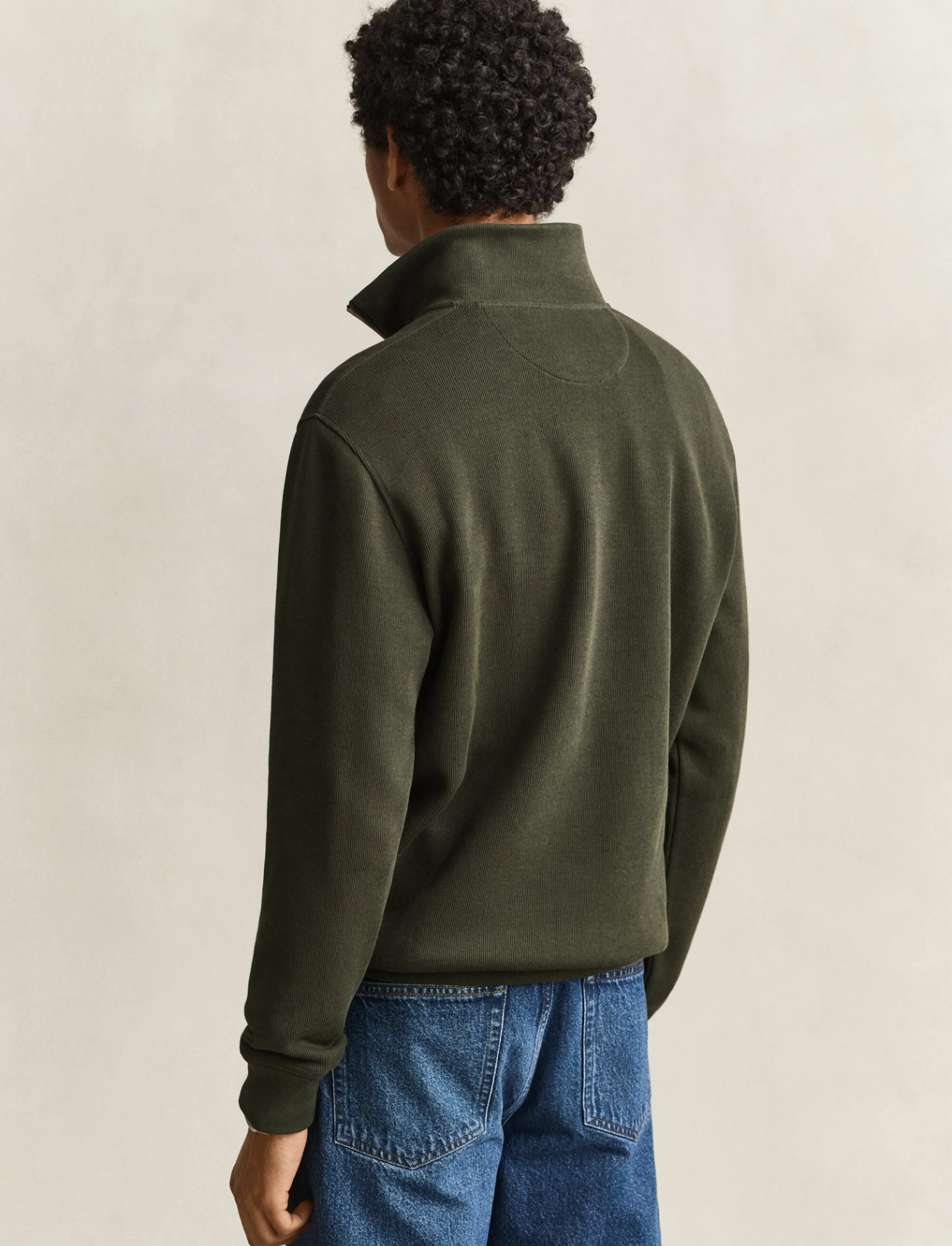 Gant - SACKER RIB HALF ZIP - halfzip strik - dark moss green - 2