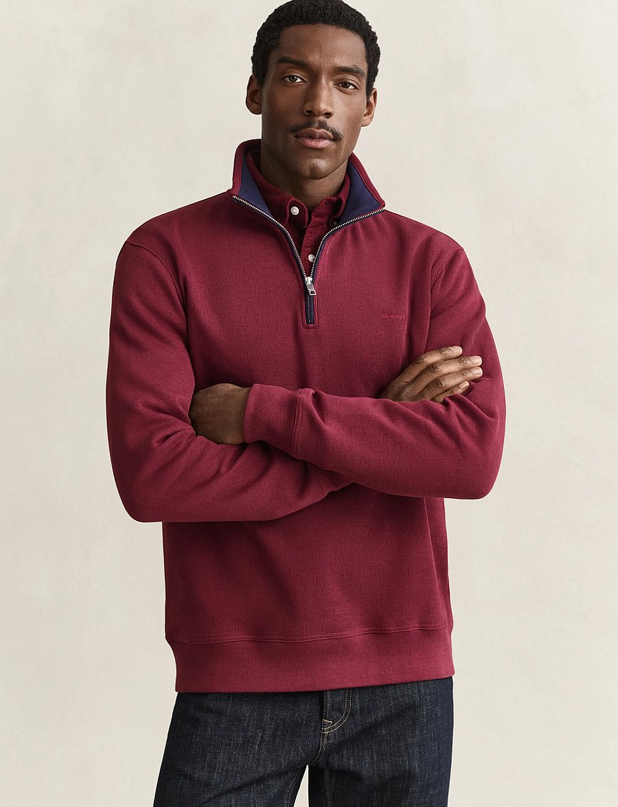 Gant - SACKER RIB HALF ZIP - halfzip strik - deep grape wine - 0