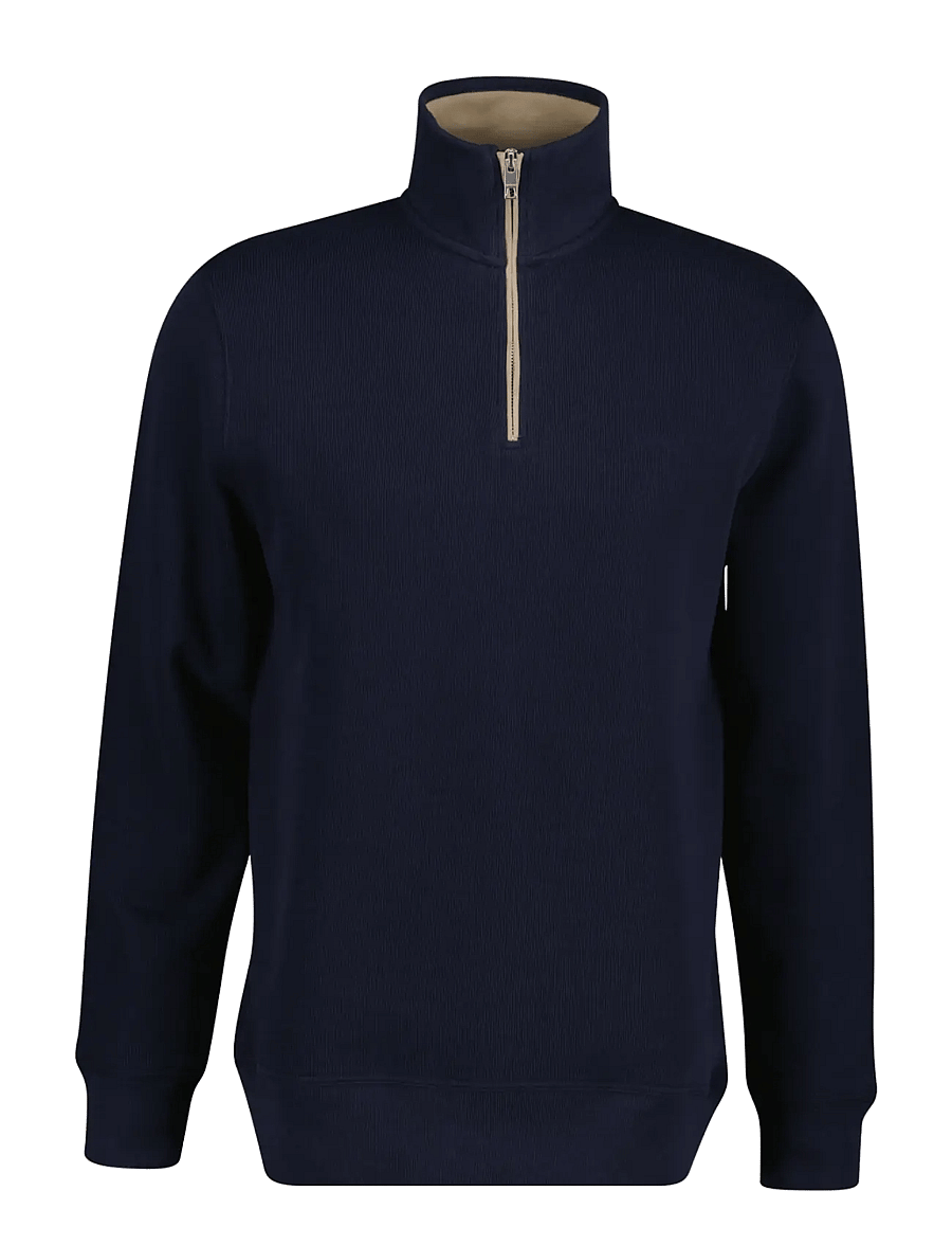 Gant - SACKER RIB HALF ZIP - pullover mit halbem reißverschluss - evening blue - 1