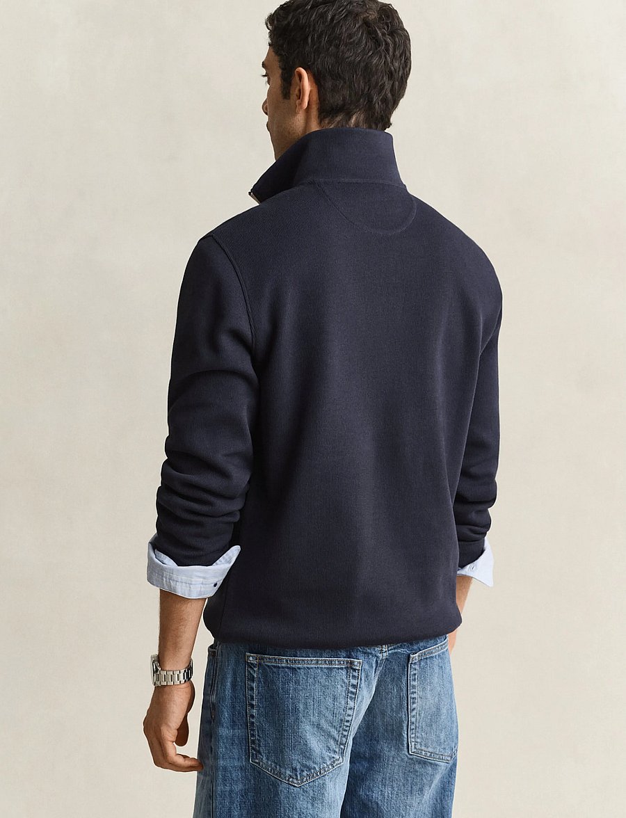 Gant - SACKER RIB HALF ZIP - pullover mit halbem reißverschluss - evening blue - 2