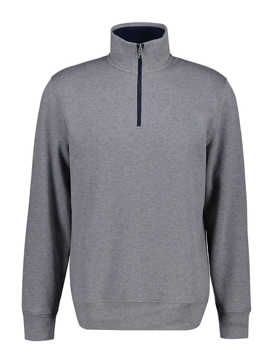 Gant - SACKER RIB HALF ZIP - half zip jumpers - grey melange - 0