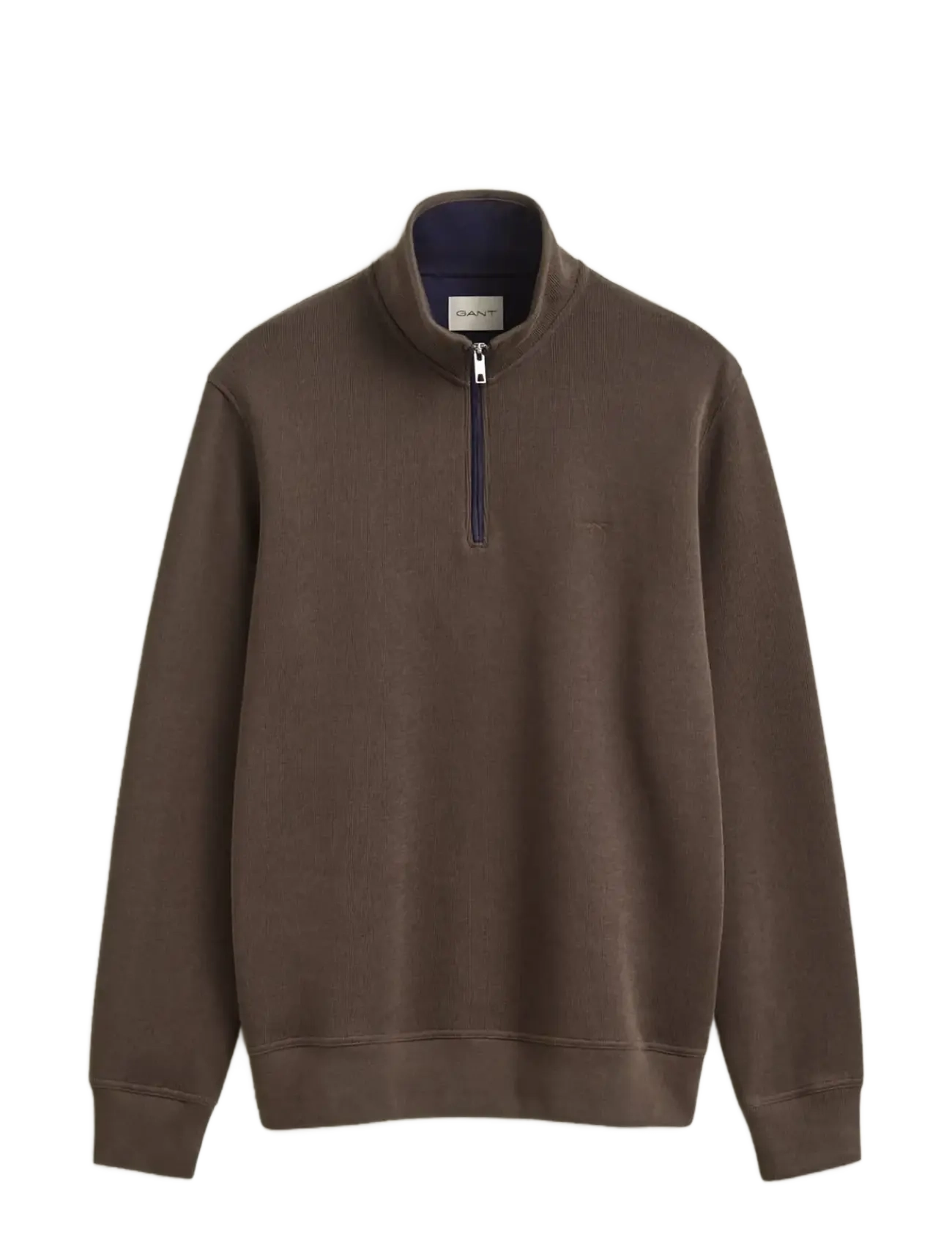 Gant - SACKER RIB HALF ZIP - sweatshirts - shadow brown - 1