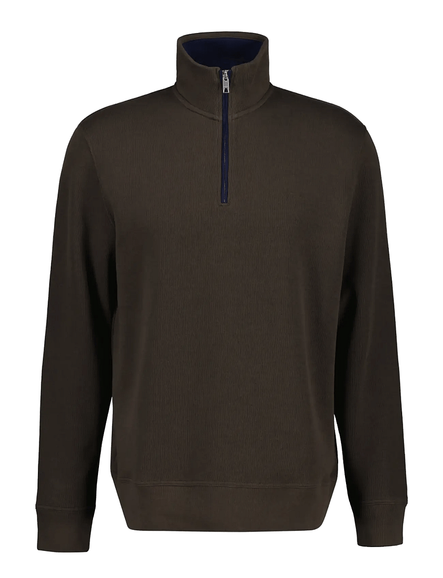 Gant - SACKER RIB HALF ZIP - half zip-tröjor - shadow brown - 1