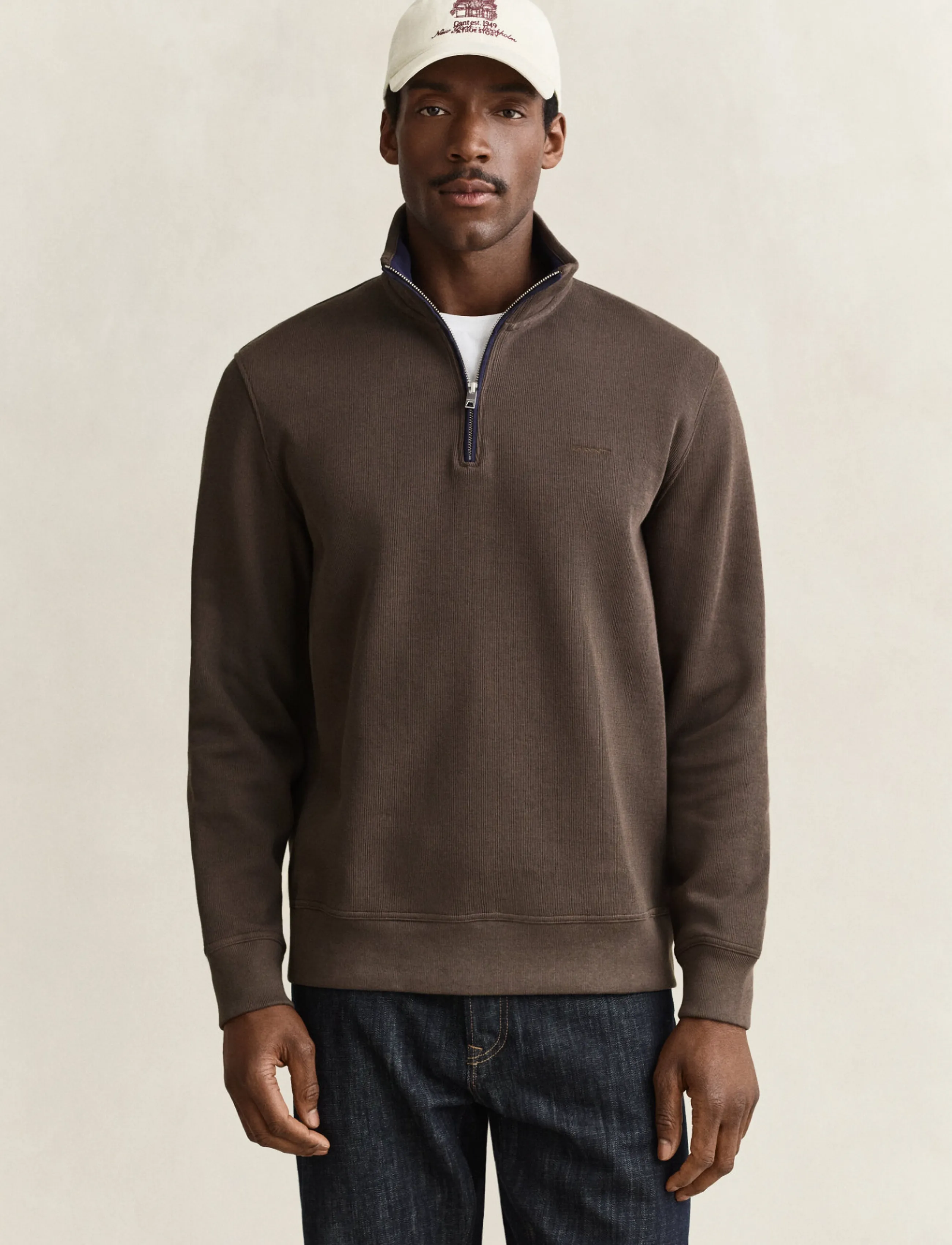 Gant SACKER RIB HALF ZIP - Achetez par style - SHADOW BROWN / brown