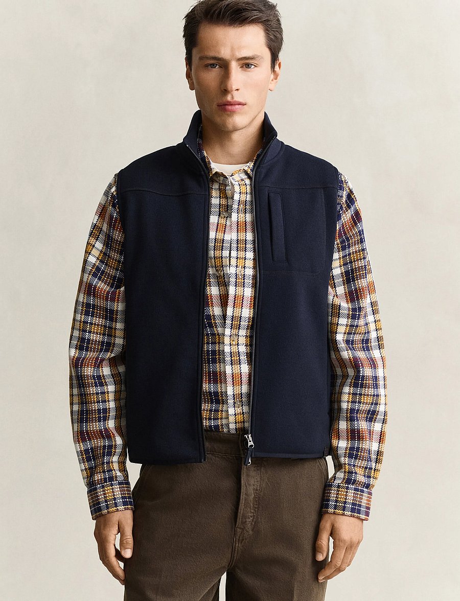 Gant - ZIPPED FLEECE VEST - västar - evening blue - 0