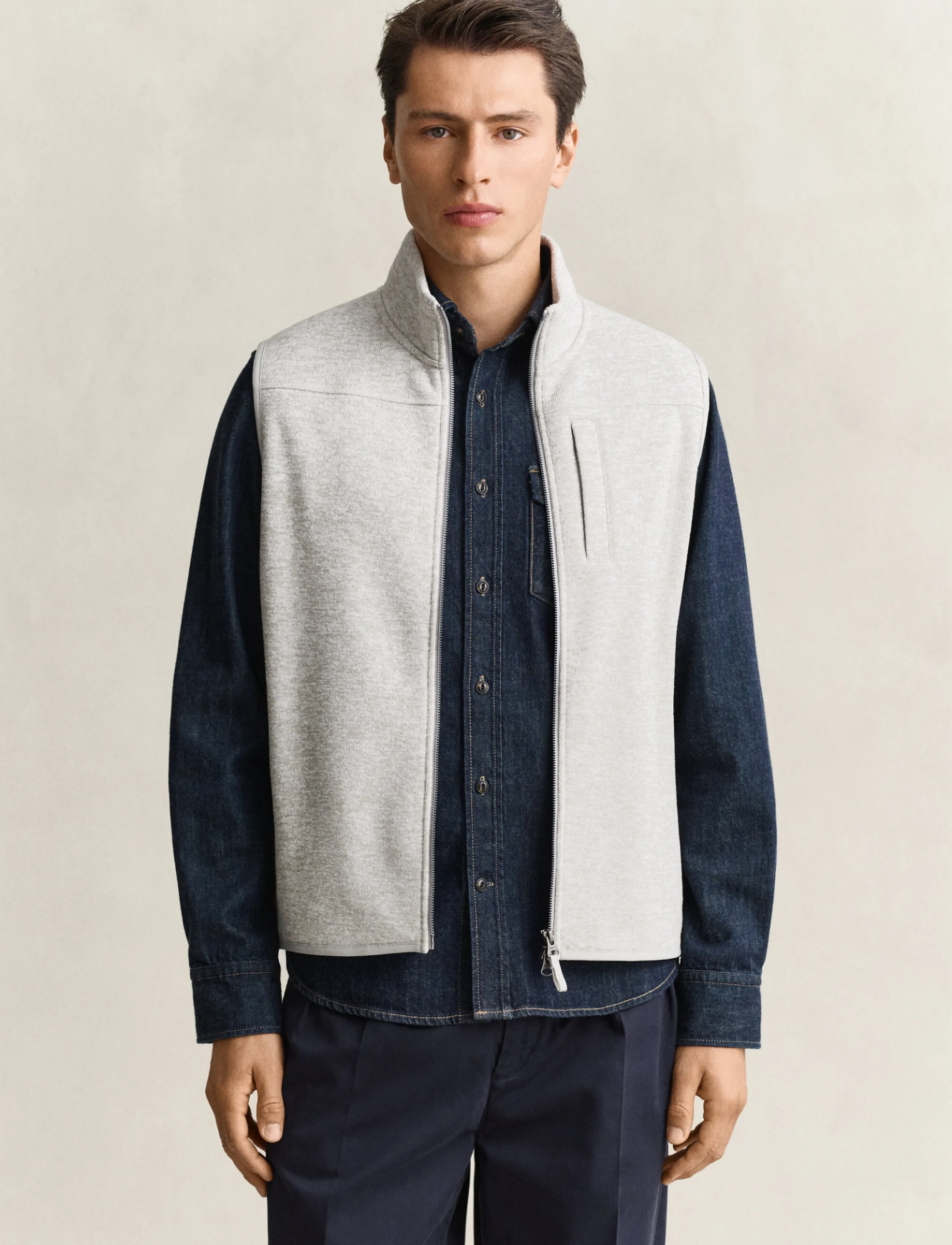 Gant ZIPPED FLEECE VEST - Fall Winter 2026  - WARM GRAY MELANGE / grey