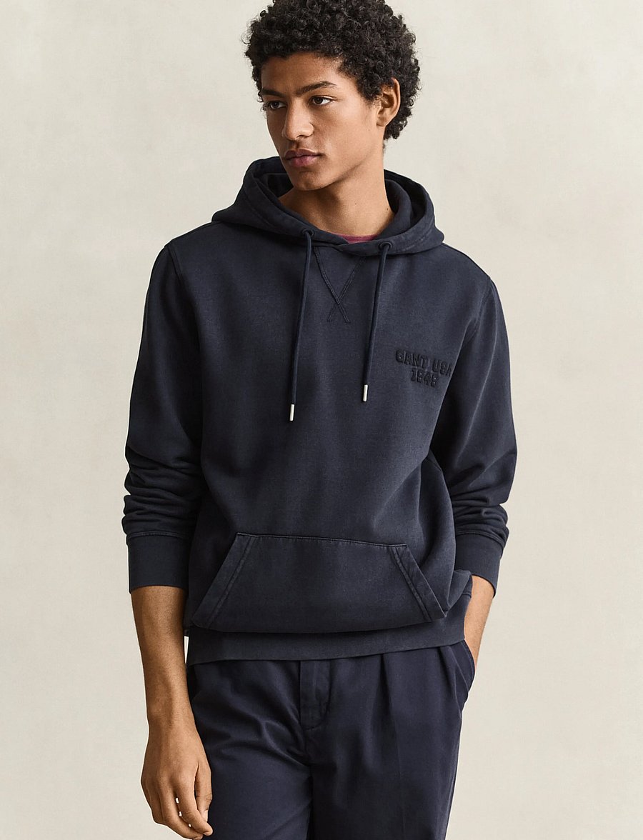 Gant - GRAPHIC HOODIE - kapuzenpullover - evening blue - 0