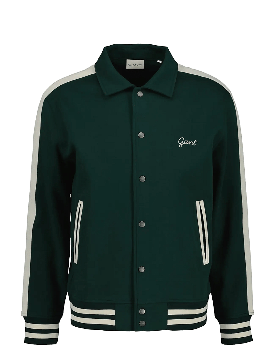 Gant - INTERLOCK BUTTONED JACKET - varsity jackor - tartan green - 1